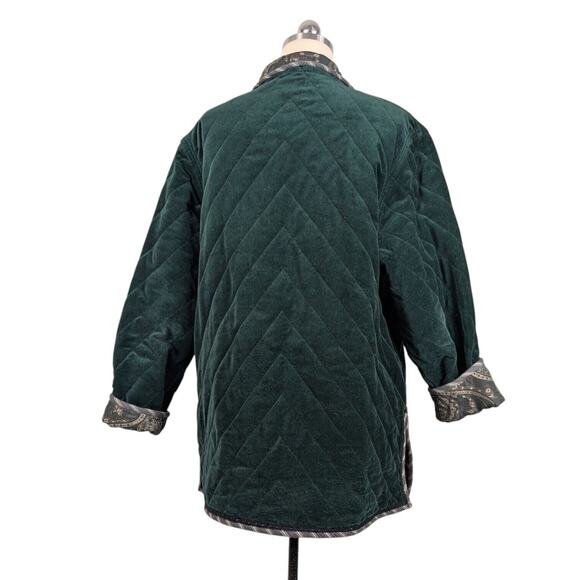 Velvet Reversible Jacket Womens L Green Tapestry Quilted 90s Y2K Vtg Whimsigoth - Picture 5 of 16